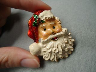 Vintage RARE Christopher Radko Vibrant Enamel Santa Claus Christmas Brooch Pin 2