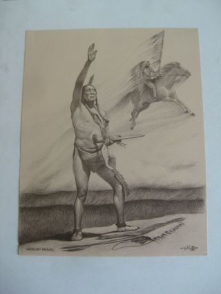 Vtg Gil Ortega Native American Indian " Warrior Farewell " Listed Artist Print