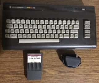 Vintage Commodore 16 Personal Computer With Box & Tutor Cartridge