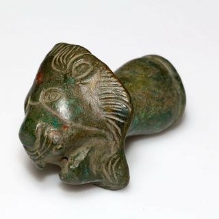 Museum Quality - Very Rare - Roman Bronze Sword Pommel In Lion Head Shaped Ca 100