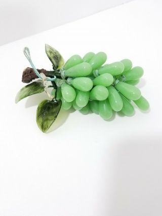 Vintage Mid Century Green Glass Grapes Cluster Driftwood
