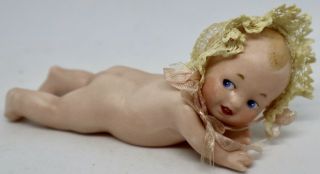 Antique 5 " German Bisque Character Baby All Bisque Goebel Doll Ak657