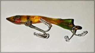 Very Early Fred Nichols Diving Shrimp Lure In Rainbow TX 1930s 3