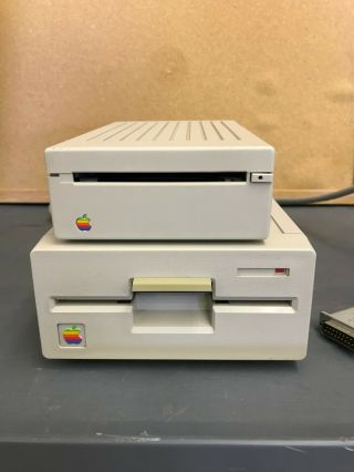 Vintage Apple 5.  25 " External Floppy Disk Drive A9m0107 And 3.  5 " Drive Bundle