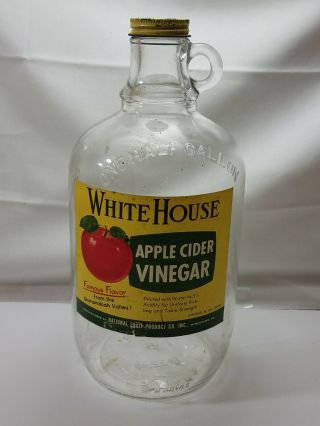 Vintage White House Apple Cider Vinegar One Half Gallon Jug/bottle Screw Top
