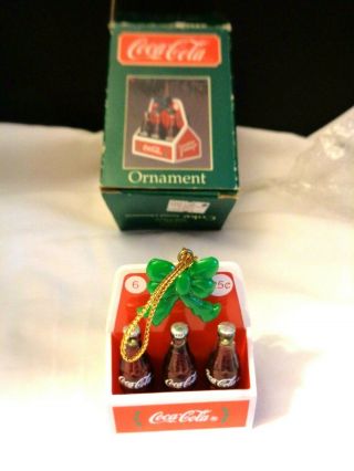 Vintage 1989 Coca Cola Christmas Ornament – Early 1900’s 6 - Bottle Carrier