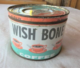 Vintage Wish Bone Coffee Tin Can With Lid 1 Pound St.  Louis Missouri