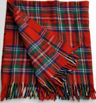 Vintage Tartan Wool Stadium/lap Blanket Red Plaid 47x 58 Quality