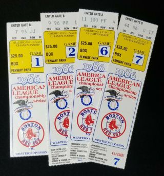 (4) 1986 Alcs Games 1 2 6 7 Tickets Fenway Park Boston Red Sox Vs Cal Angels