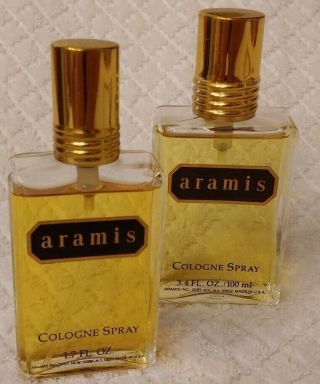 2 Vintage Aramis Cologne Spray 3.  4.  & 1.  7 Fl Oz York Usa Bottles Nearly Full