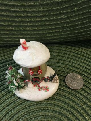 Handmade Miniature Snowy Mushroom Fairy House Vintage Ooak By O 
