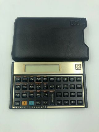 Vintage Hp Hewlett Packard 12c Financial Calculator W/ Leather Pouch Case