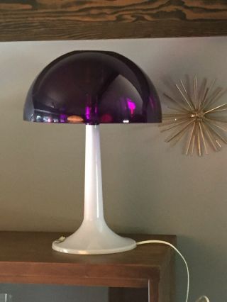 Vintage Mid Century Mod Gilbert Softlite Atomic Mushroom Plastic Purple Lamp