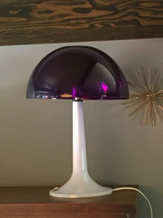 Vintage Mid Century Mod Gilbert Softlite Atomic Mushroom Plastic Purple Lamp 2