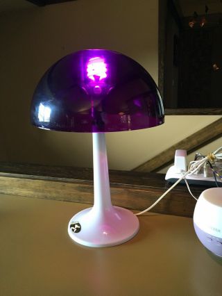 Vintage Mid Century Mod Gilbert Softlite Atomic Mushroom Plastic Purple Lamp 3