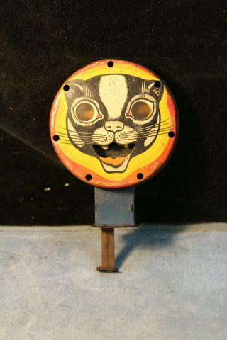 Vintage Tin Litho Halloween Black Cat Noise Maker Sparkler Push Button Noise Nr