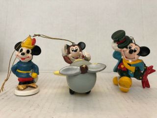 3 Vintage Wdp Christmas Ornaments Ceramic Walt Disney Production Mickey Mouse