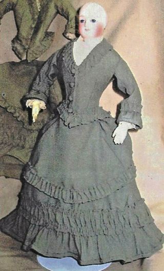 15 - 16 " Antique French Fashion Lady Doll@1880 Bustle Dress Skirt/bodice Pattern