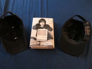 Two Apple Computer Baseball Caps with Steve Jobs Biography 2