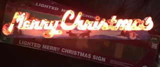Vtg 24 Inch Long Illuminated Sign Lighted Merry Christmas Electric Wall Hanging