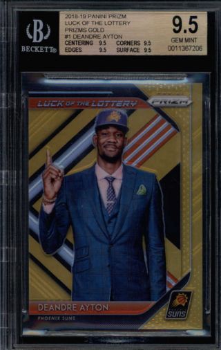 Deandre Ayton 2018/19 Prizm 1 Bgs 9.  5 Luck Of The Lottery Gold Rc 10/10 Wu2743