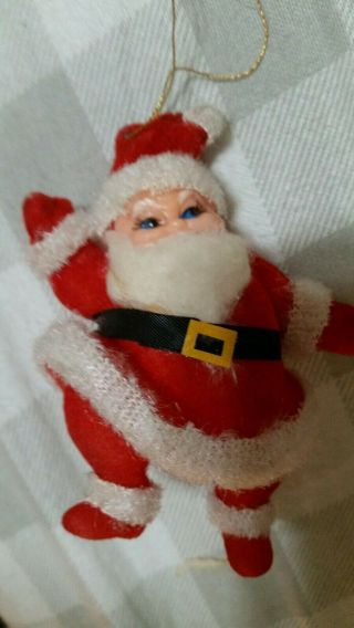 Vintage Flocked Christmas Ornament Santa With Fuzzy Beard