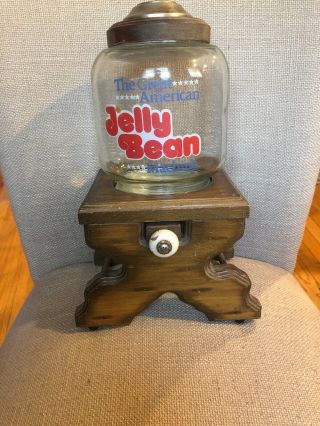 Vintage The Great American Jelly Bean Machine Wood Stand Dispenser Candy