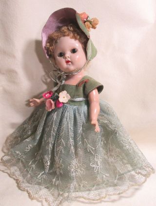 Vintage Clothes For Vogue Ginny Doll - 1955 Aqua Bridesmaid Outfit