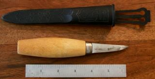 Vintage Swedish Mora 120 Wood Carving Knife With Sheath