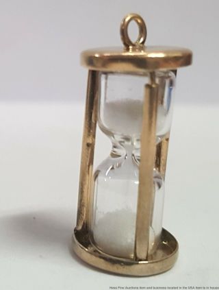 14k Gold Tiny Vintage Antique Hourglass Timer Pendant