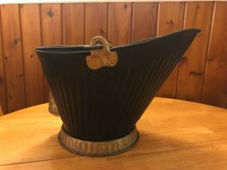 Vintage Metal Coal Ash Bucket Scuttle Can