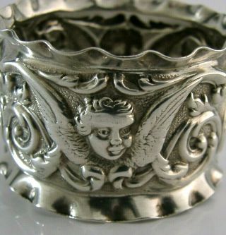 Victorian Sterling Silver Cherub Napkin Ring 1898