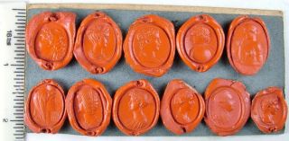 11 Antique Georgian Early 1800,  S Red Wax Seal Intaglio Impressions