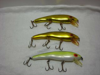 Three Vintage Cotton Cordell Plastic Fishing Lures Ripplin Red Fin