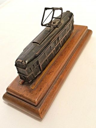 Fine Art Deco Bronze Model Of Tram Carriage On Bakelite Rails: Railwayana