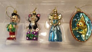 Vintage Disney Store Pinocchio Blown Glass Ornament Rare Set Of 6