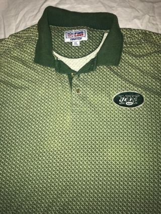 Starter Proline Nfl York Jets Vintage Polo Shirt Green Mens Xl Euc Green