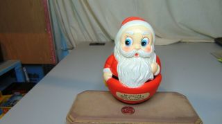 Vintage 1960s Yuletide Enterprises Musical Roly Poly Santa Claus Made In Japan