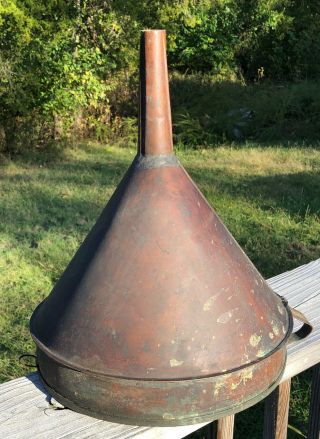 Antique Moonshine Still LARGE COPPER FUNNEL 17” Tall 2