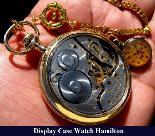 Antique 16 Size 17 Jewels Salesman Display Case Pocket Watch Hamilton: 956