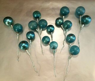 Vintage Mercury Glass Ball Christmas Picks 7 Bunches Craft Ornament Wreath Blue