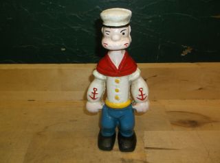 Vintage Cast Iron 8.  5 " Popeye The Sailor Man Coin Bank