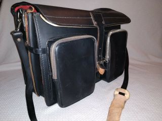 Vintage Vernon Pro 1600 Black Leather Camera Bag With Shoulder Strap