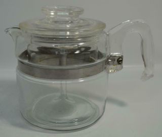 Vintage Pyrex 4 Cup Blue Flameware Glass Stove Top Percolator Coffee Maker Usa