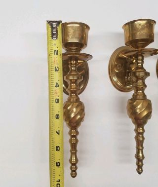 Set Of 3 Vintage 10  Brass Wall Candle Holders Sconces Mid Century Ornate Decor