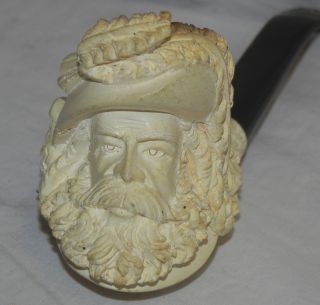 Beautifully Carved Antique Meerschaum Tobacco Pipe With Case