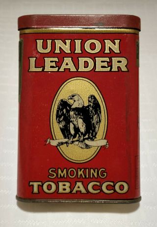 Vintage Union Leader Tobacco Tin/can – 3” X 4 - 3/8” X 7/8”