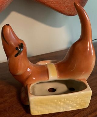 Vintage 50s Ceramic Dog Dachshund Soap Sponge Holder Mid Century Kitsch Kitchen