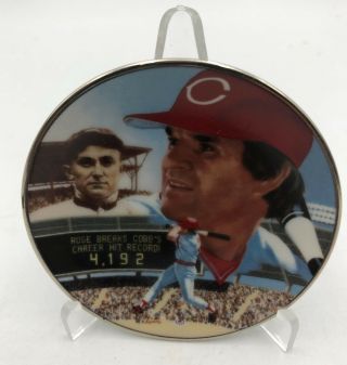1985 Pete Rose Gartlan Best Of Baseball Limited Edition Mini Plate 3 " Stand