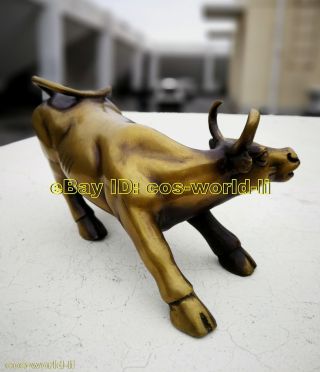 Vintage Wall Street OX Bronze Fierce Bull OX Antique Statue 3
